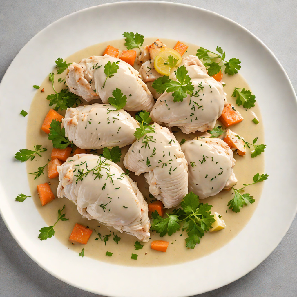 Half-and-Half Poached Chicken in Creamy Herb Sauce