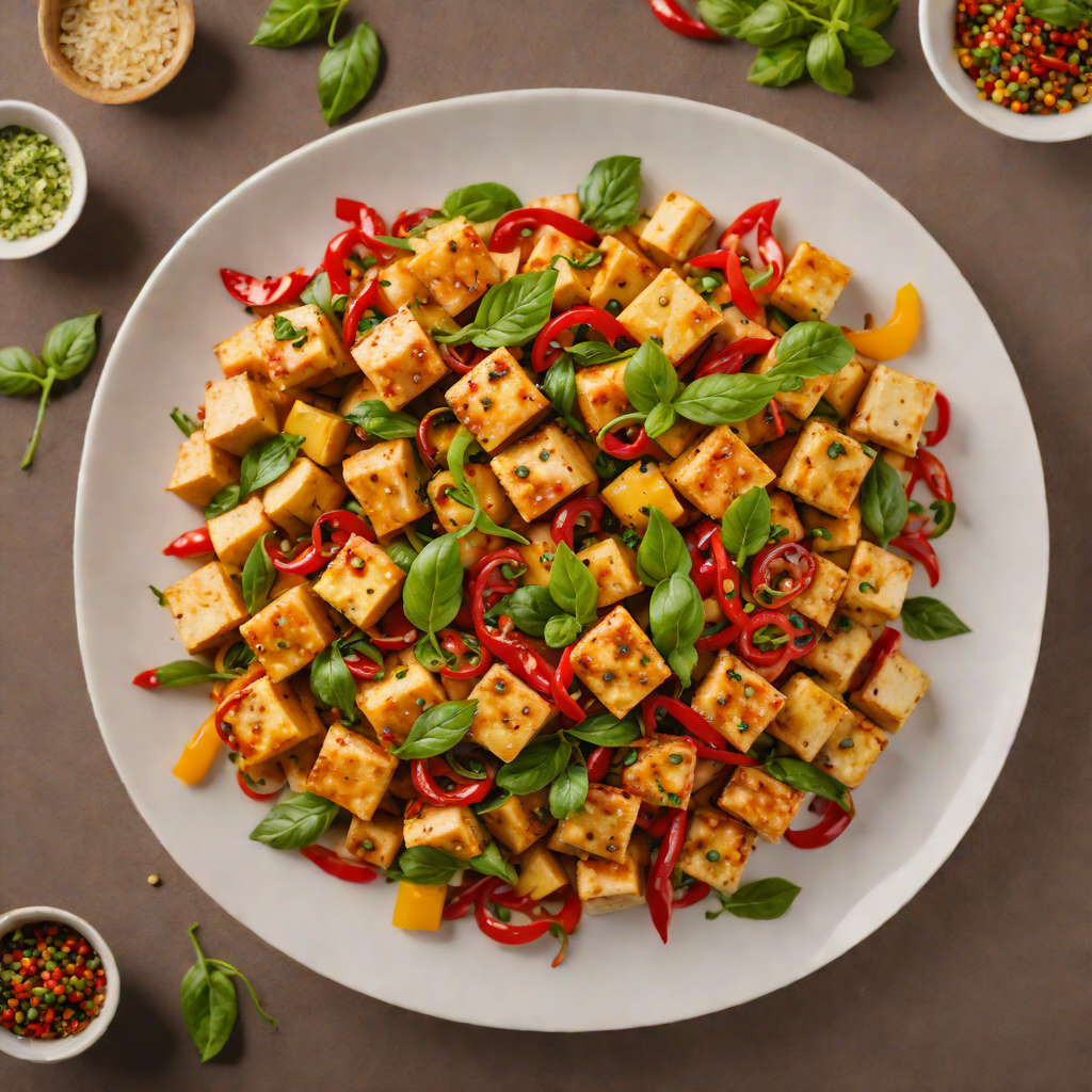 Stir-Fried Tofu with Spicy Basil and Bell Peppers