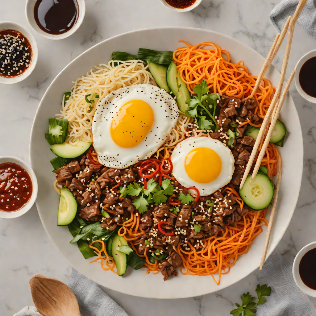 Spicy Korean-Inspired Beef Bibimbap with Gochujang Sauce
