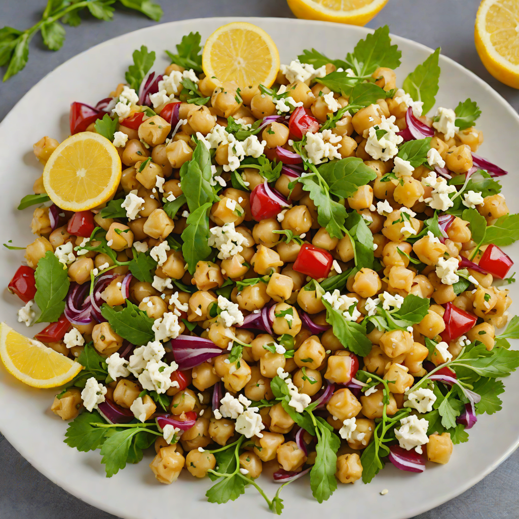 Lemon-Garlic Mediterranean Chickpea Salad with Feta