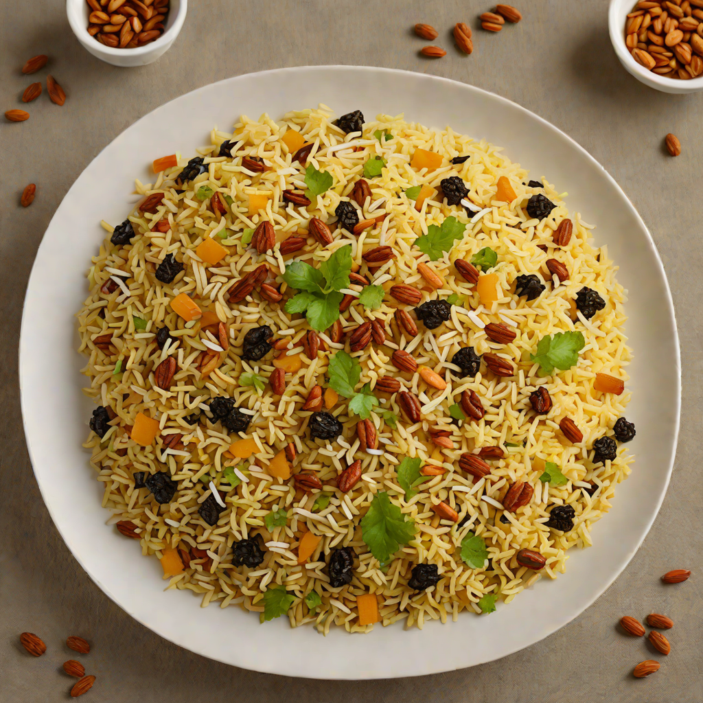 Saffron-Infused Kashmiri Pulao with Toasted Almonds and Raisins