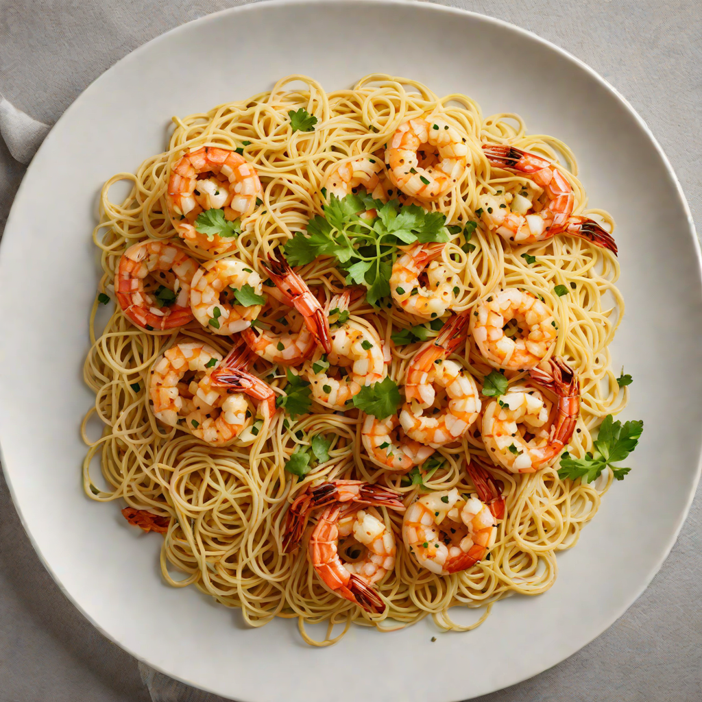 Sautéed Garlic Shrimp with Lemon and Chili Flakes over Angel Hair Pasta