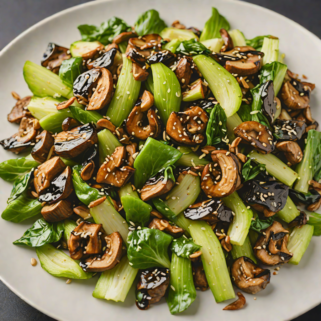 Sautéed Shiitake Mushroom and Bok Choy Stir Fry with Garlic Sauce