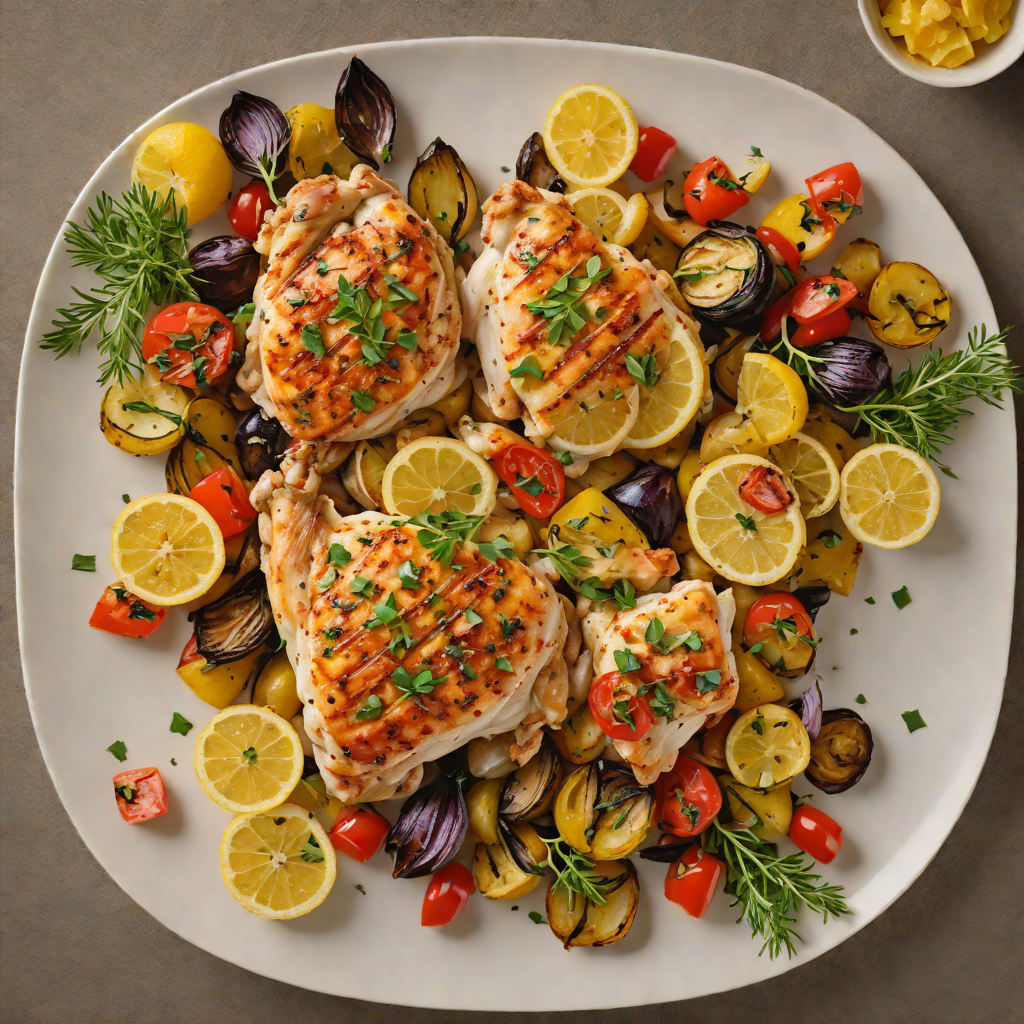 Seared Lemon-Garlic Chicken with Roasted Vegetables