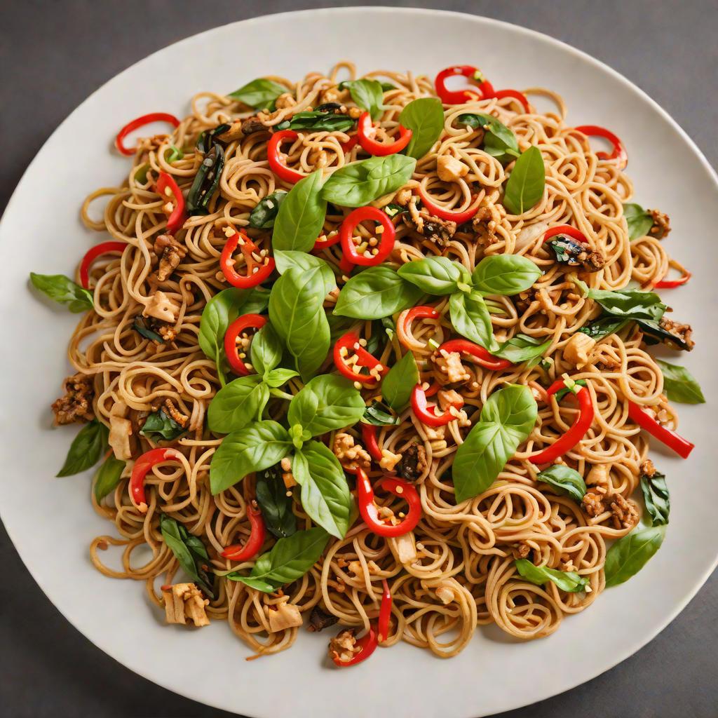 Stir-Fried Drunken Noodles with Thai Basil and Chili