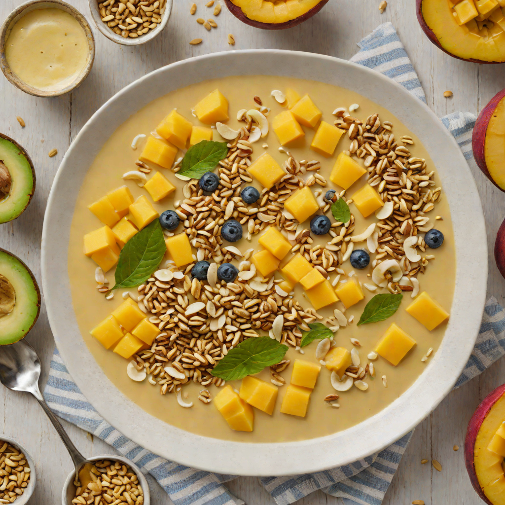 Mango-Banana Tropical Smoothie Bowl with Coconut Granola