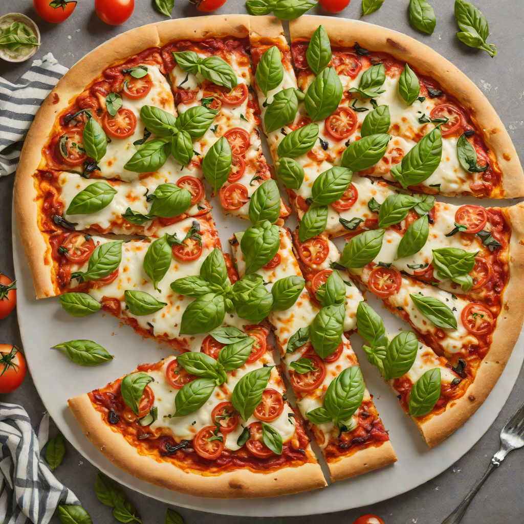 Homemade Thin-Crust Margherita Pizza with Fresh Basil