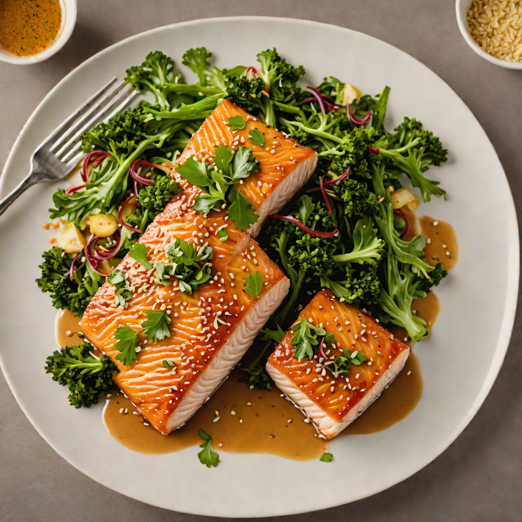 Miso-Glazed Salmon Back with Sesame Sautéed Greens