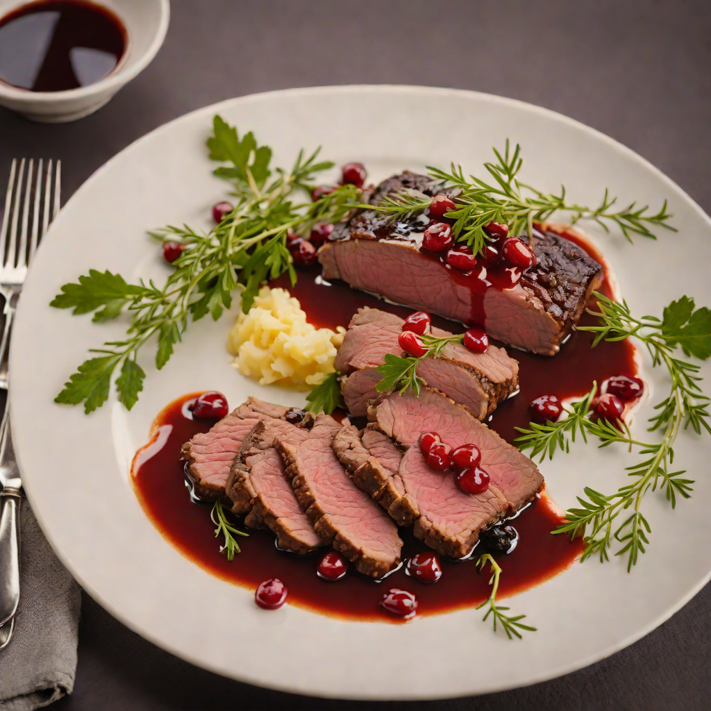 Mountain Herb-Roasted Venison with Lingonberry Sauce