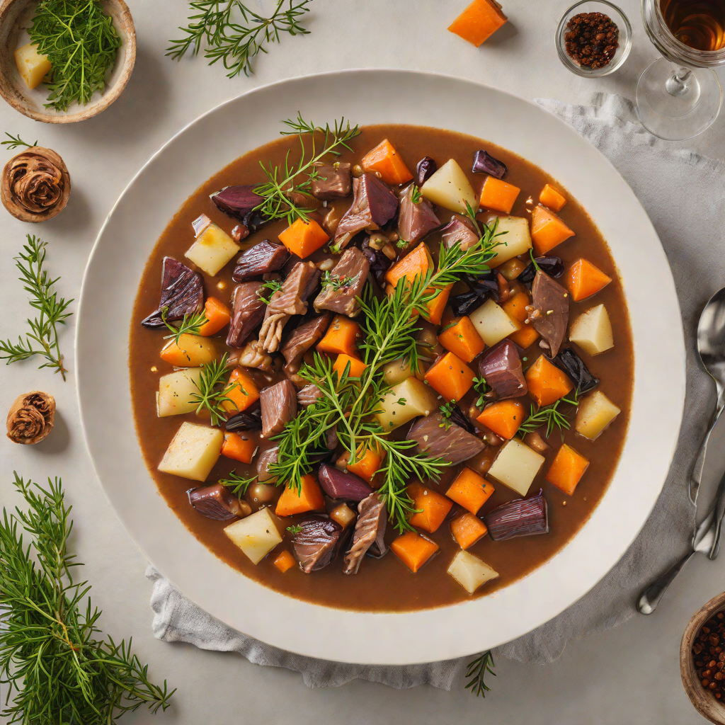 Nordic Reindeer Stew with Juniper and Root Vegetables