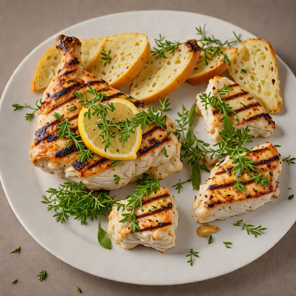 Grilled Lemon-Thyme Chicken with Garlic Focaccia