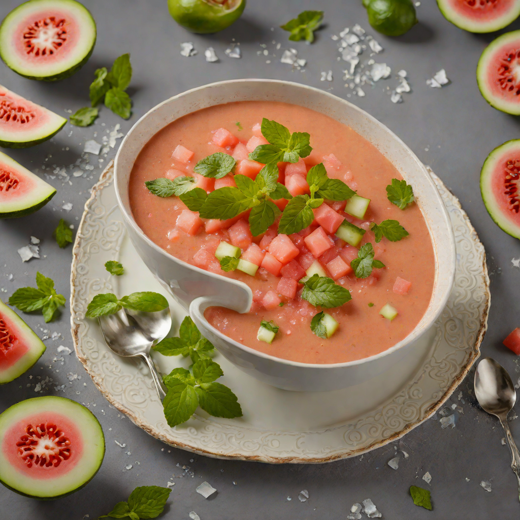 Cold Chilled Watermelon Gazpacho with Cucumber and Mint