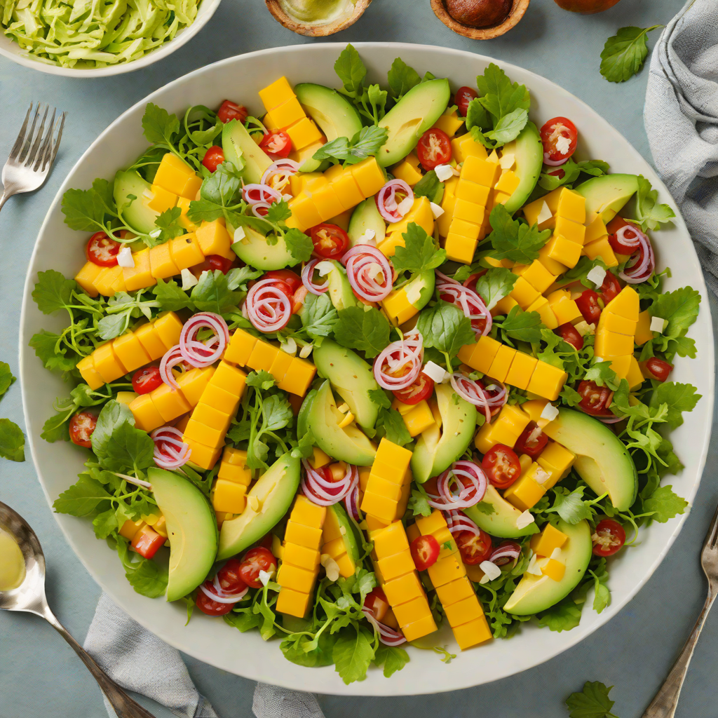 Layered  Mango Avocado Salad with Citrus Dressing