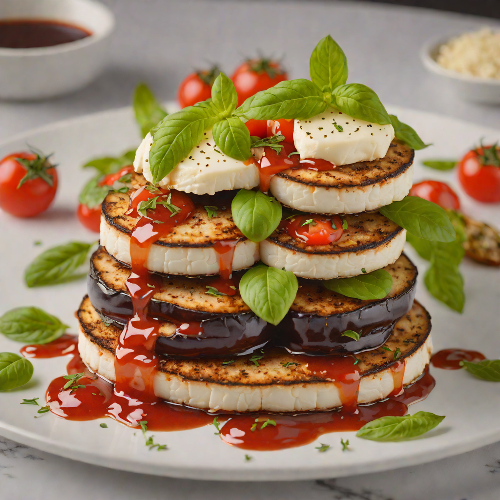 Eggplant and Mozzarella Stack with Tomato Basil Reduction