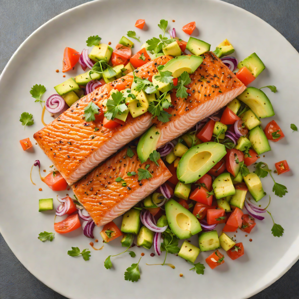 Pan-Roasted Salmon with Avocado-Tomato Salad
