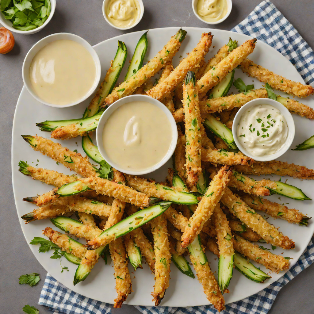 No-Fry Baked Zucchini Fries with Garlic-Parmesan Dip