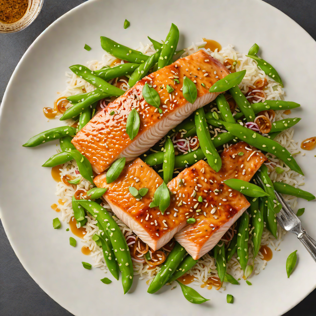 Honey-Ginger Glazed Salmon with Stir-Fried Snow Peas
