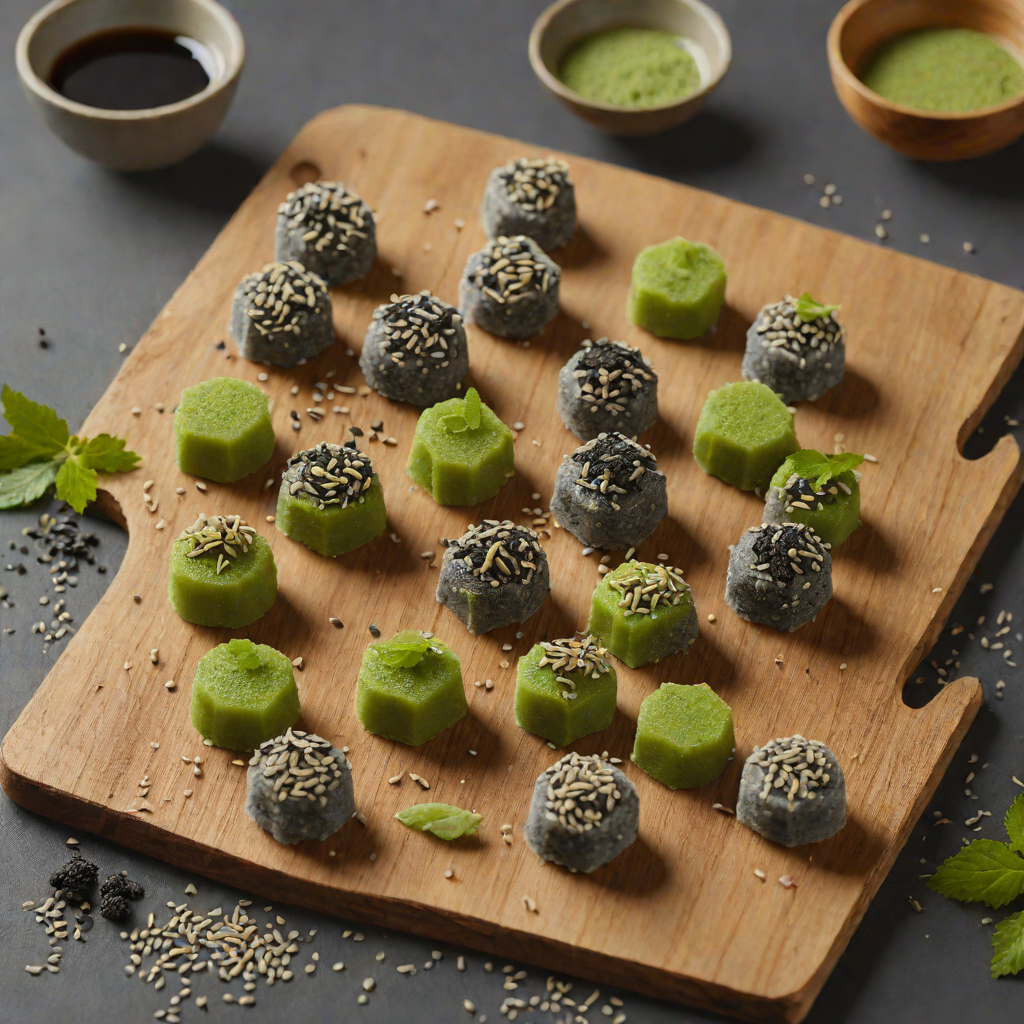 Tarot-Inspired Black Sesame and Matcha Mochi Bites
