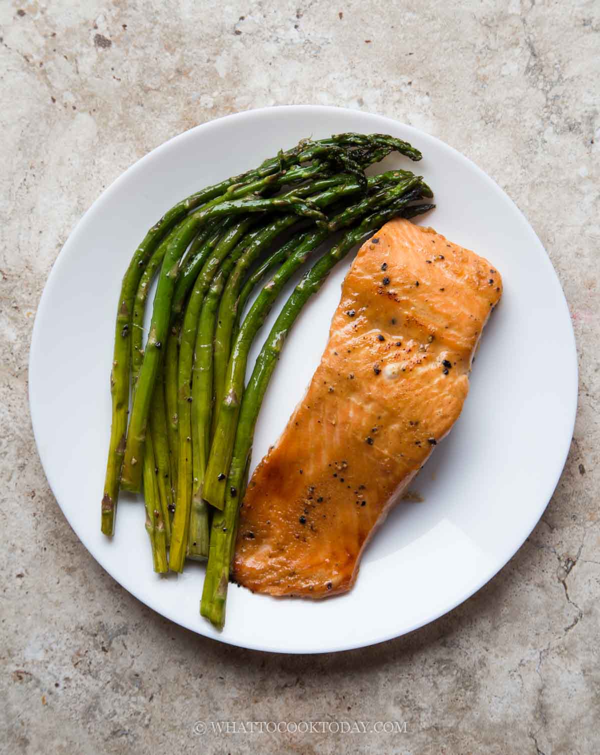 Honjozo-Sake Glazed Salmon with Miso-Infused Asparagus