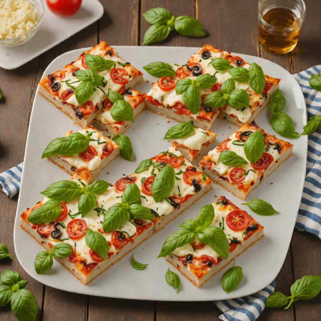 Square Sicilian-Style Pizza with Fresh Basil and Mozzarella
