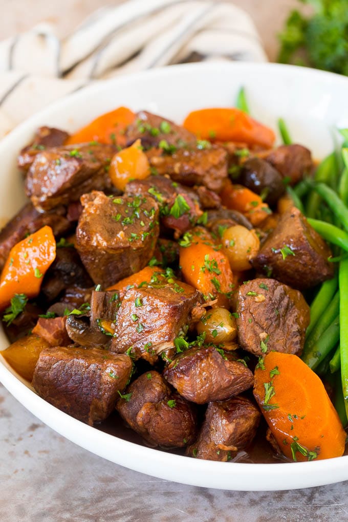Slow-Simmered Beef Bourguignon with Carrots and Potatoes