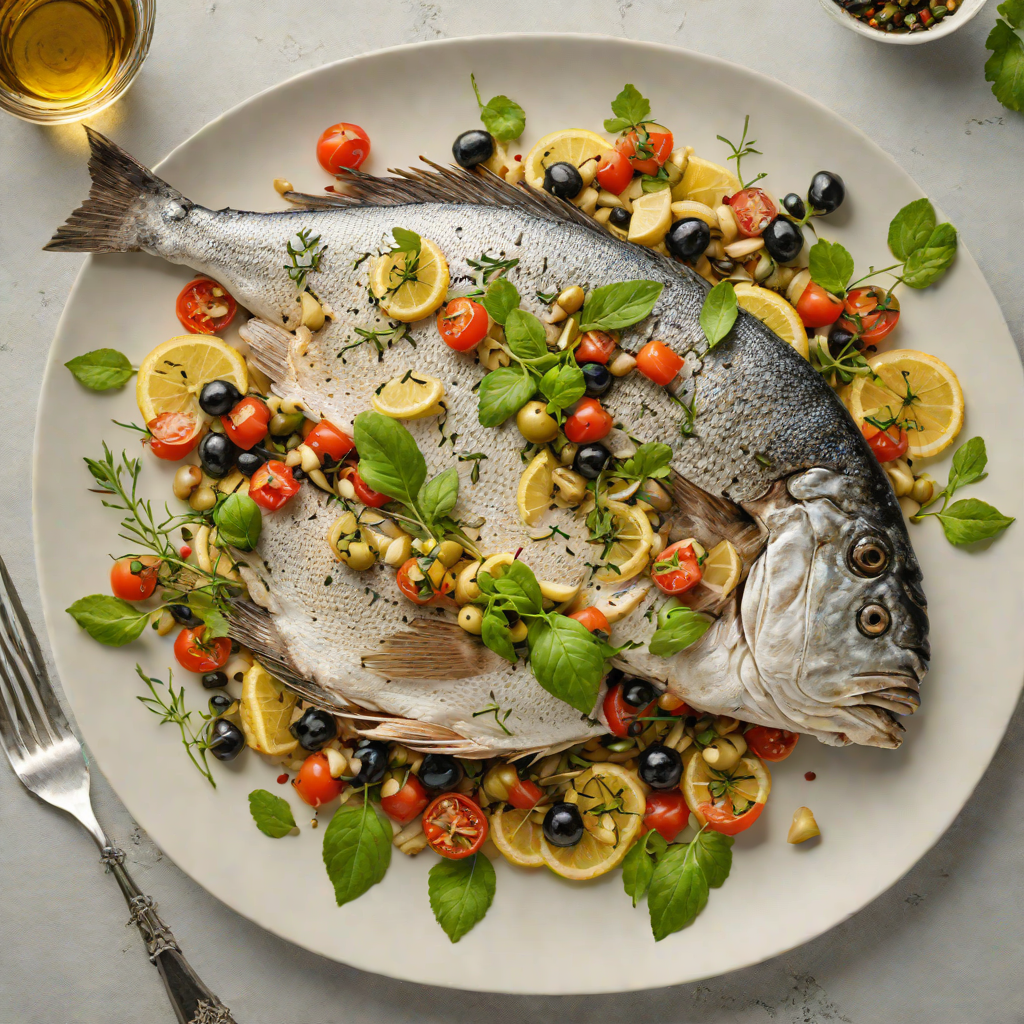 Grilled Istrian Sea Bream with Olive and Herb Salsa