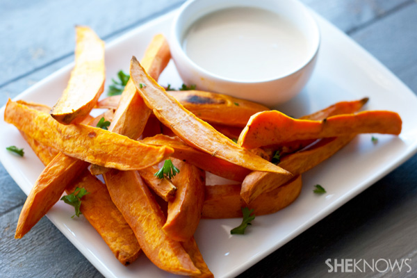 Maple-Roasted Sweet Potato 'Fries' with Tahini Dip