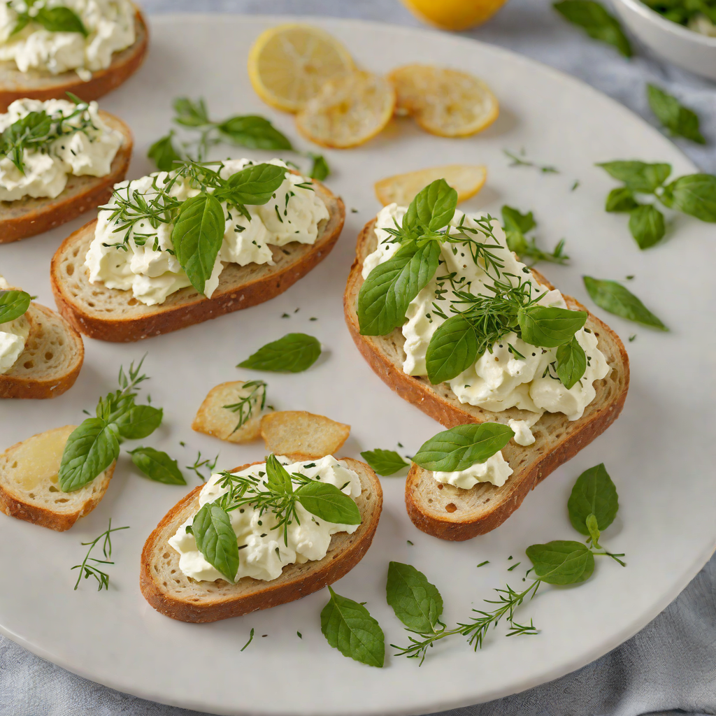 No-Rise Whipped Ricotta and Herb Crostini