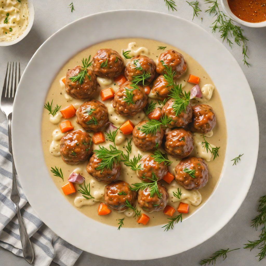 Scandinavian Beef Meatball Stew with Dill Cream Sauce