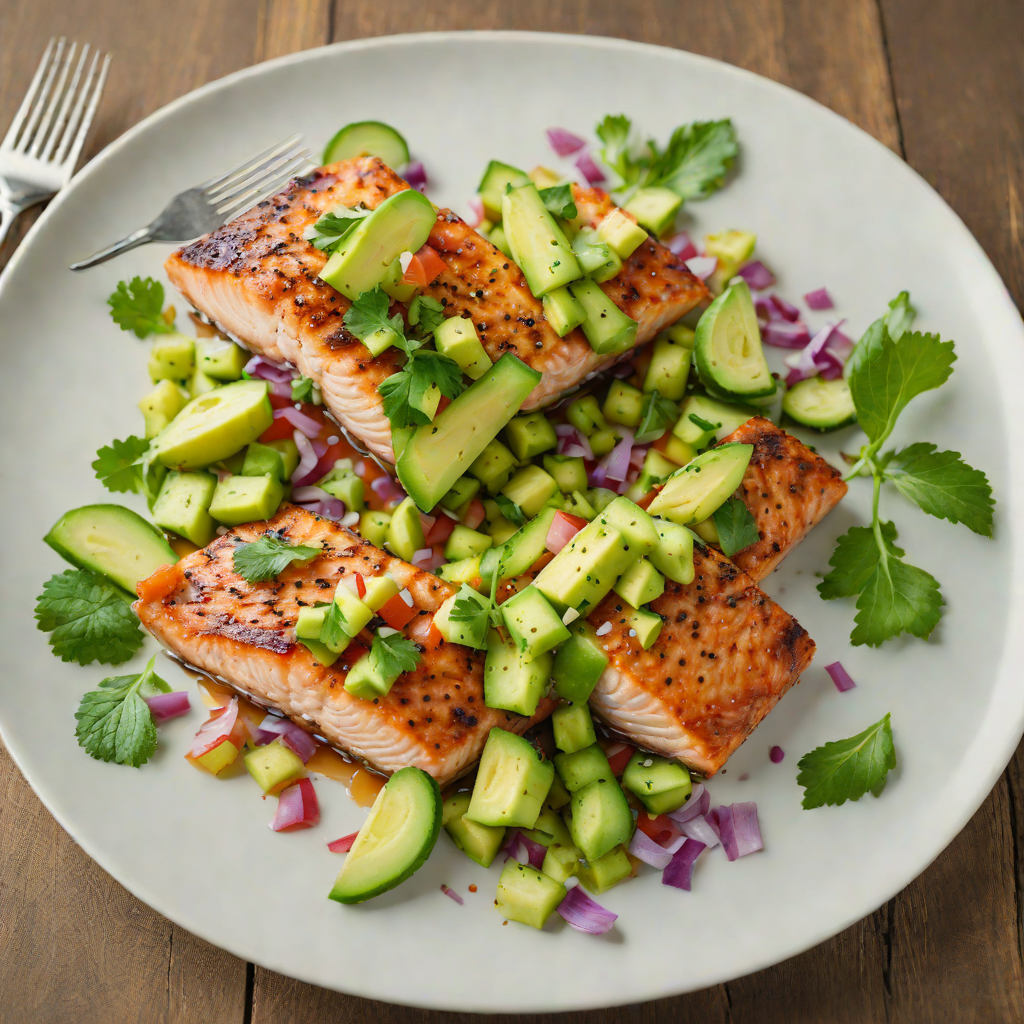 Pan-Fried Salmon with Avocado and Cucumber Salsa