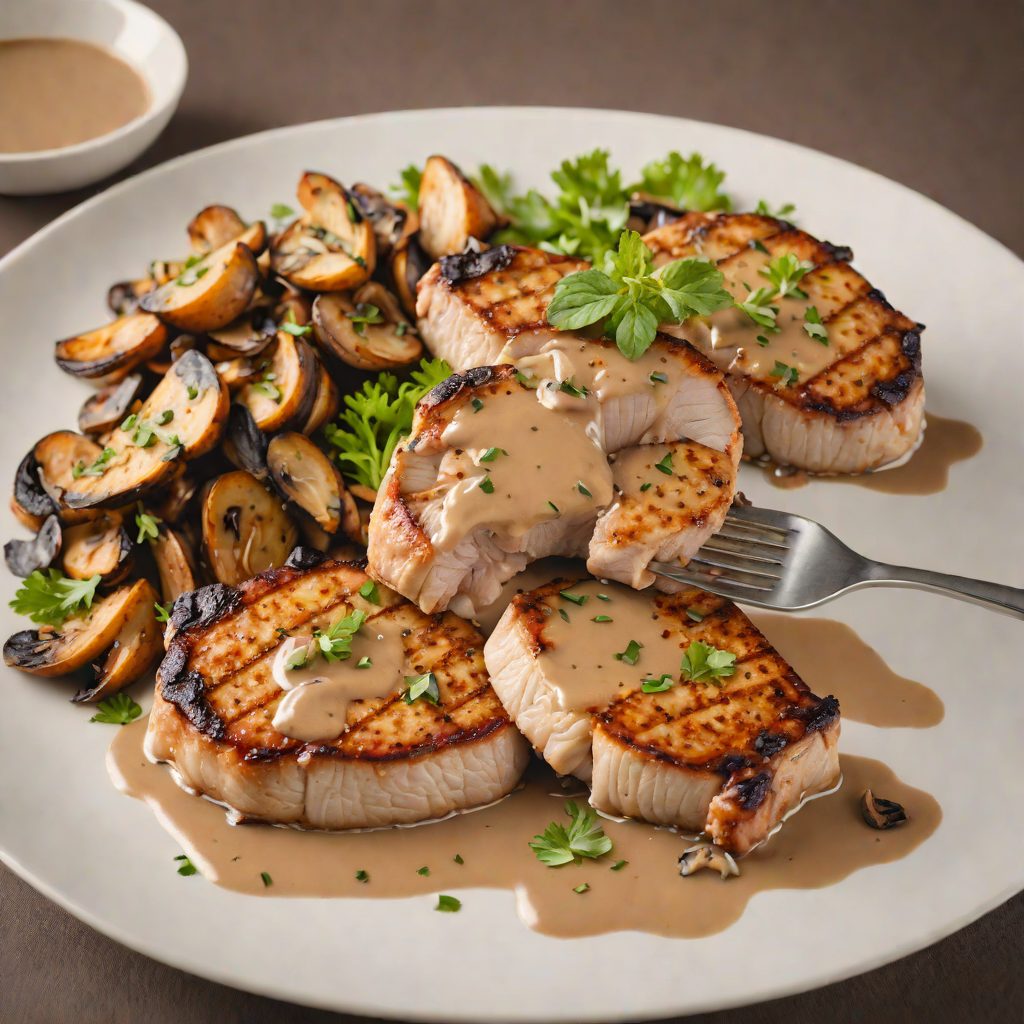 Pan-Seared Pork Chops with Half-and-Half Mushroom Sauce