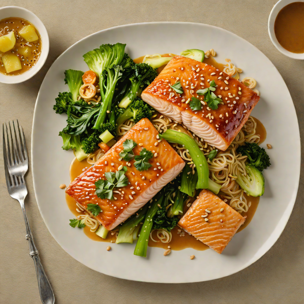 Pan-Seared Miso-Glazed Salmon with Ginger-Sesame Bok Choy