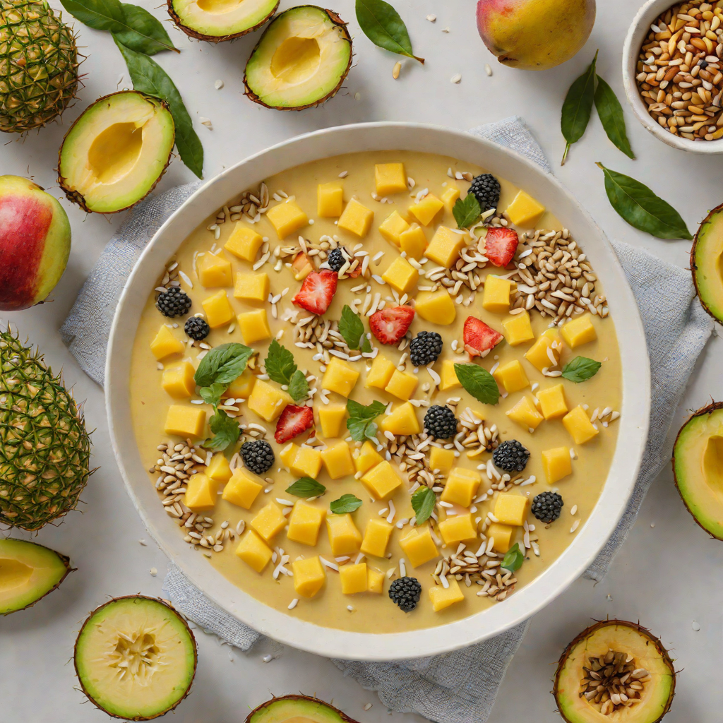 Mango-Pineapple Smoothie Bowl with Coconut Chia Topping
