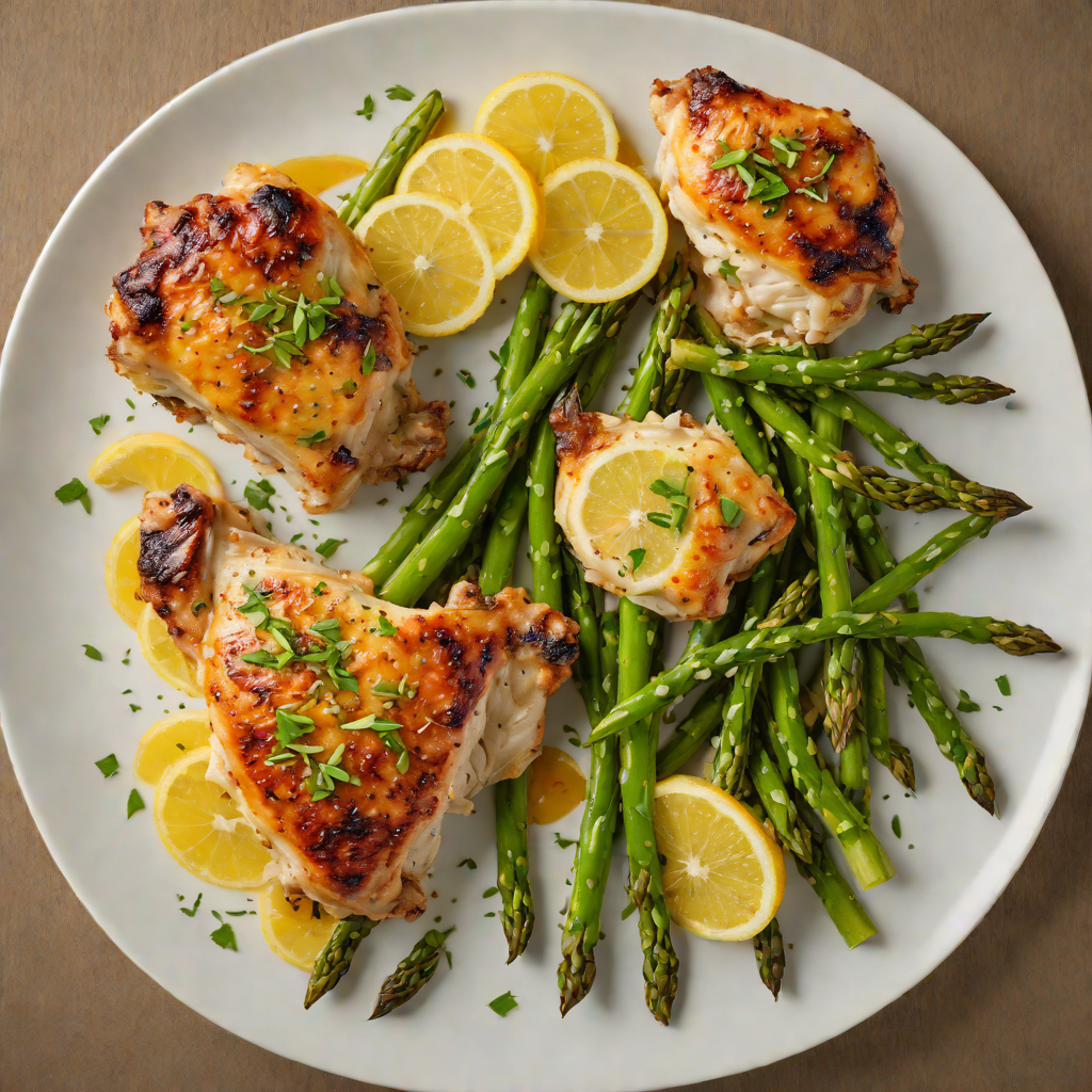 Roasted Lemon-Garlic Chicken Thighs with Sautéed Asparagus