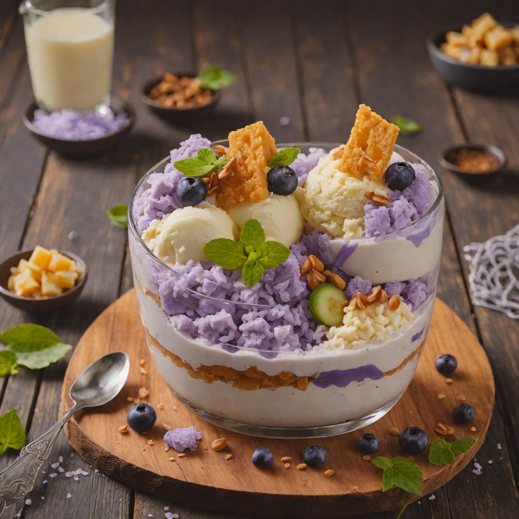 Halo-Halo Iced Dessert with Sweet Beans and Ube