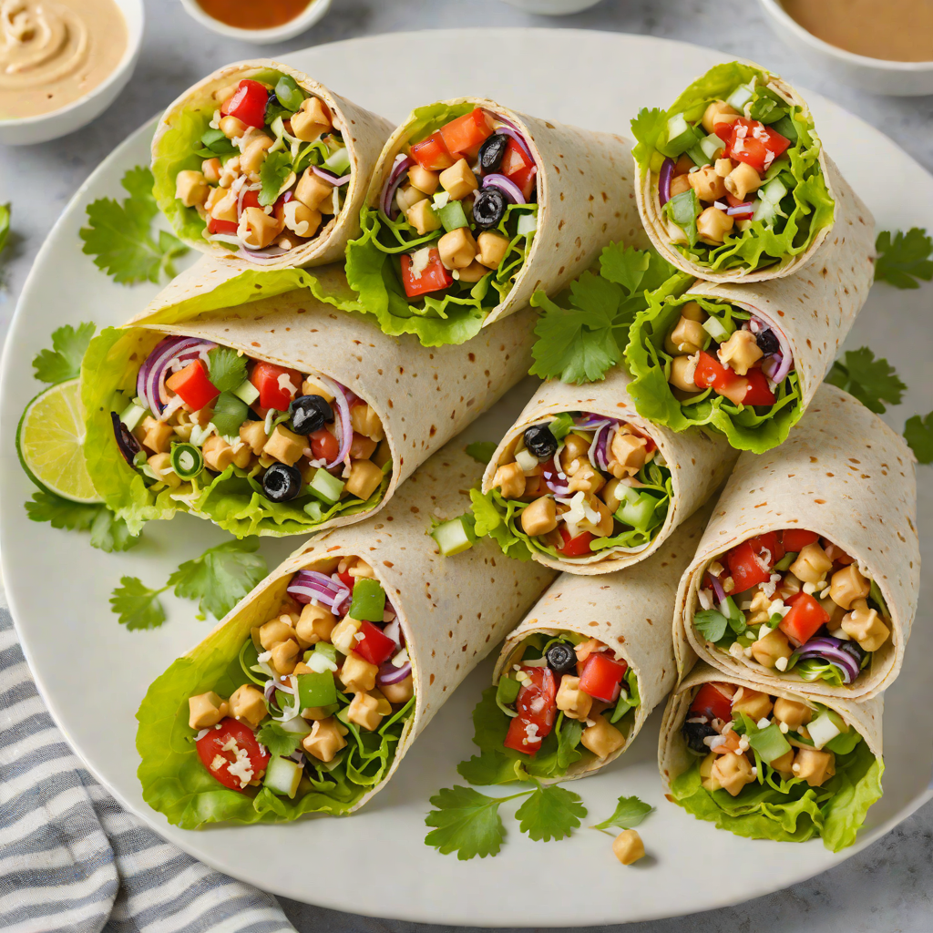 No-Bake Vegan Chickpea Salad Wraps with Tahini Dressing