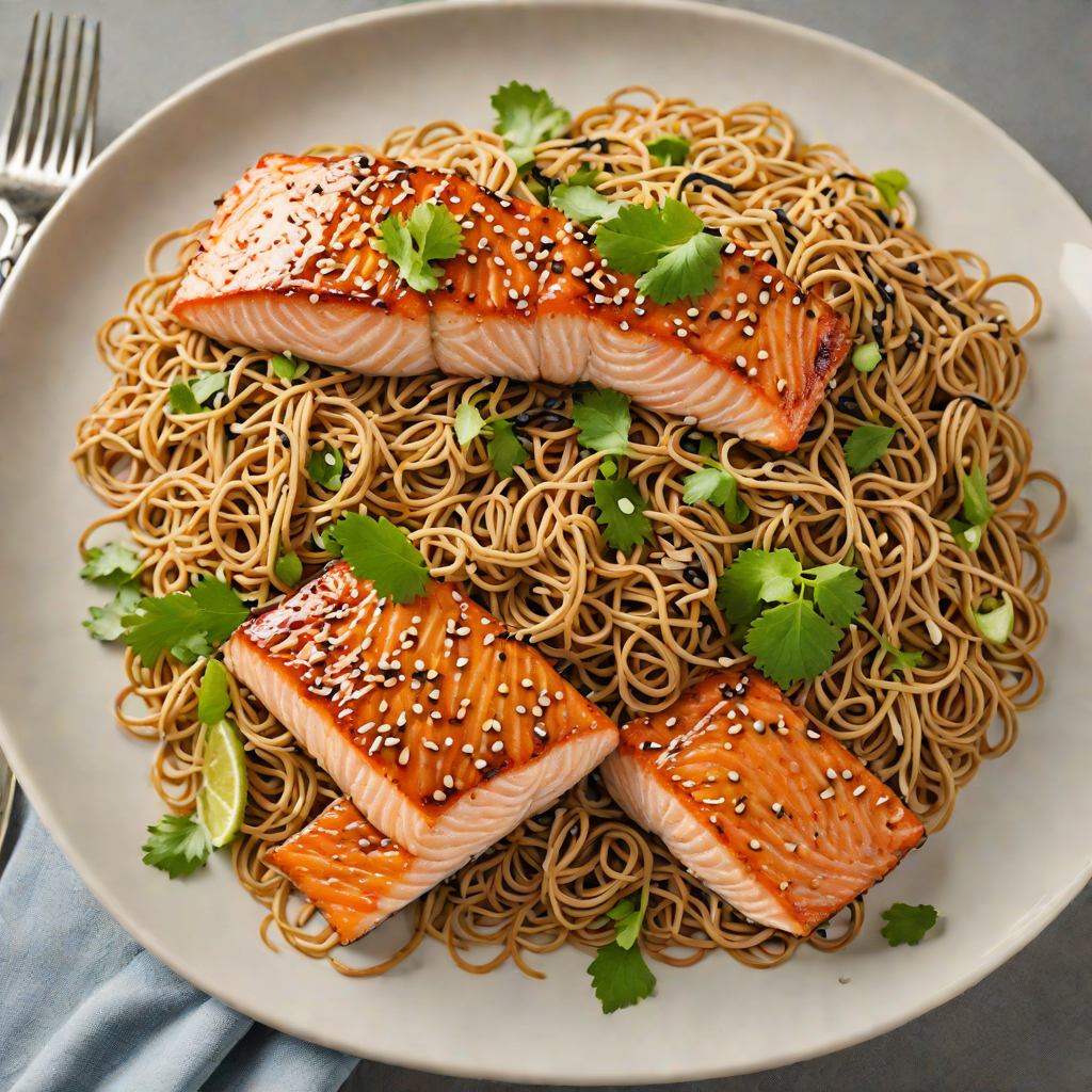 Miso-Glazed Salmon with Sesame-Soy Soba Noodles