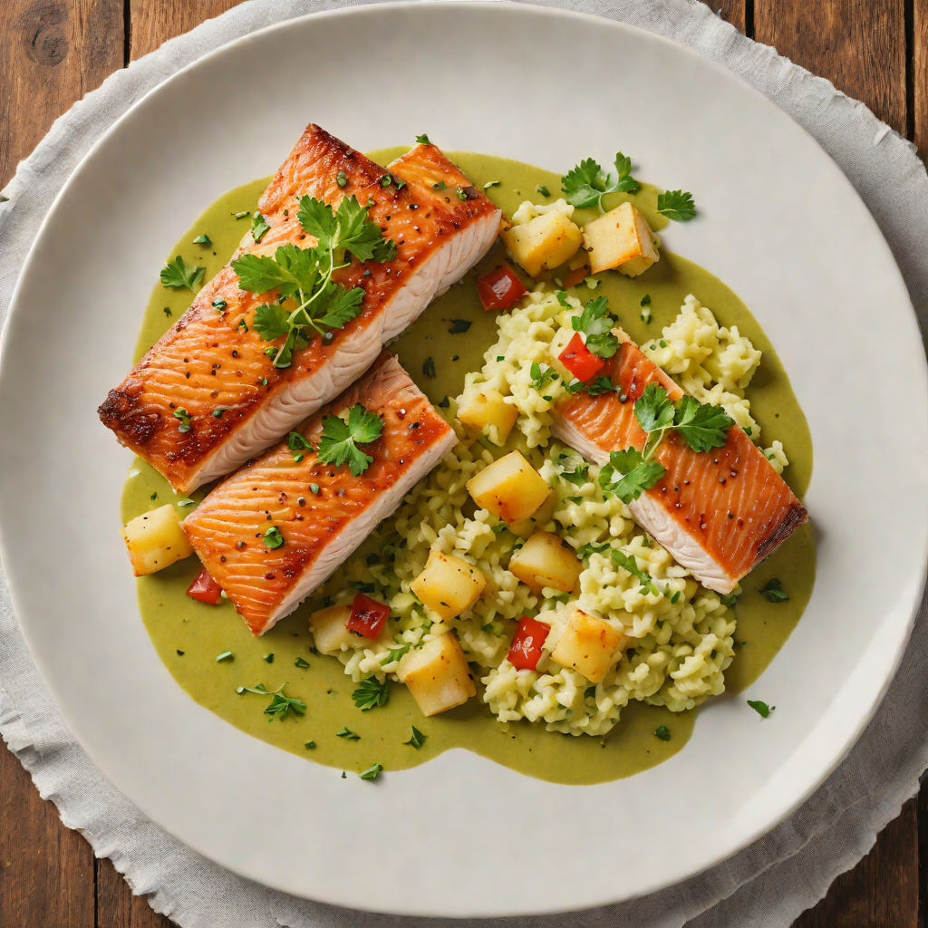 Pan-Seared Trout with Andean Potato Mash and Ají Verde Sauce