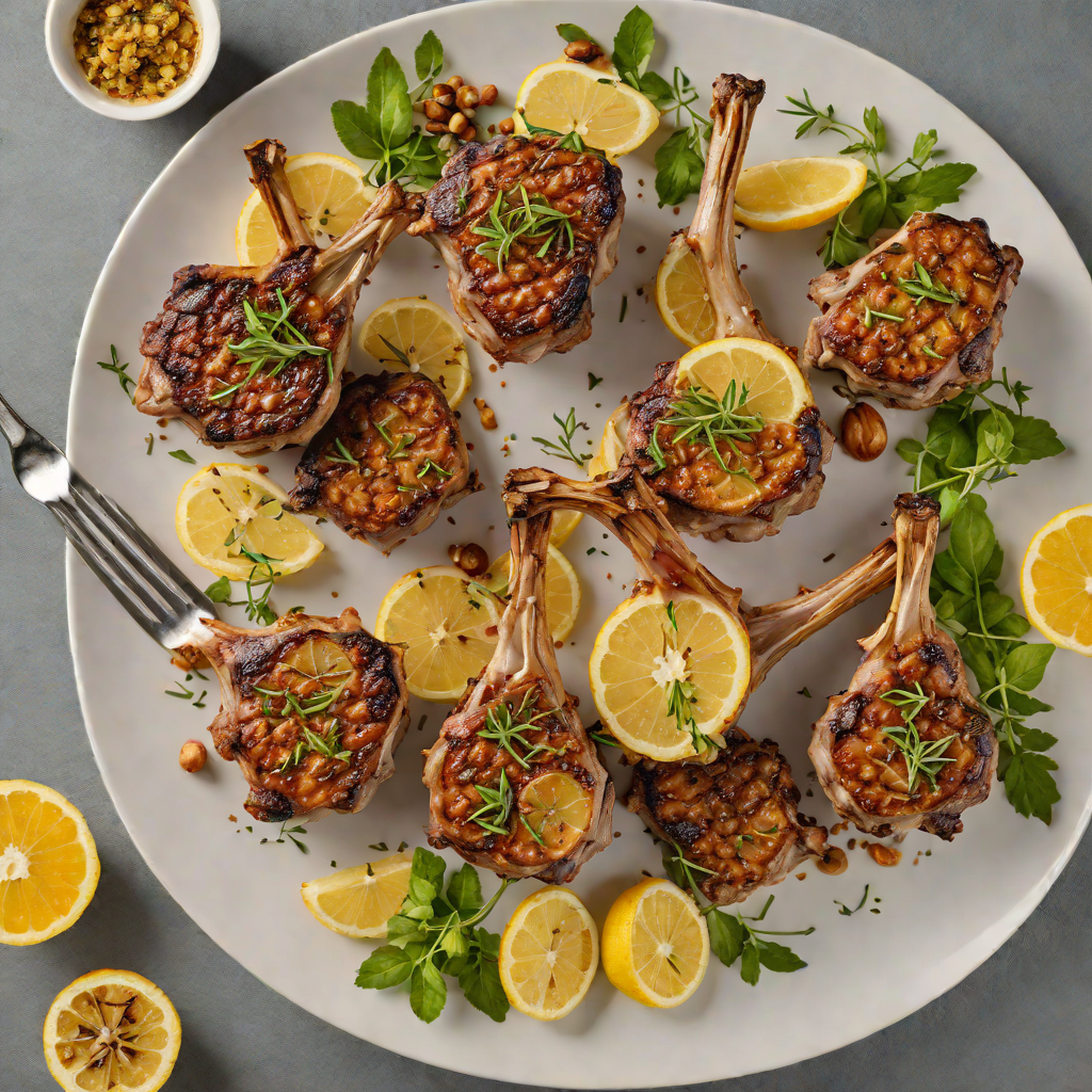 Baked Lemon-Oregano Lamb Chops with Roasted Garlic