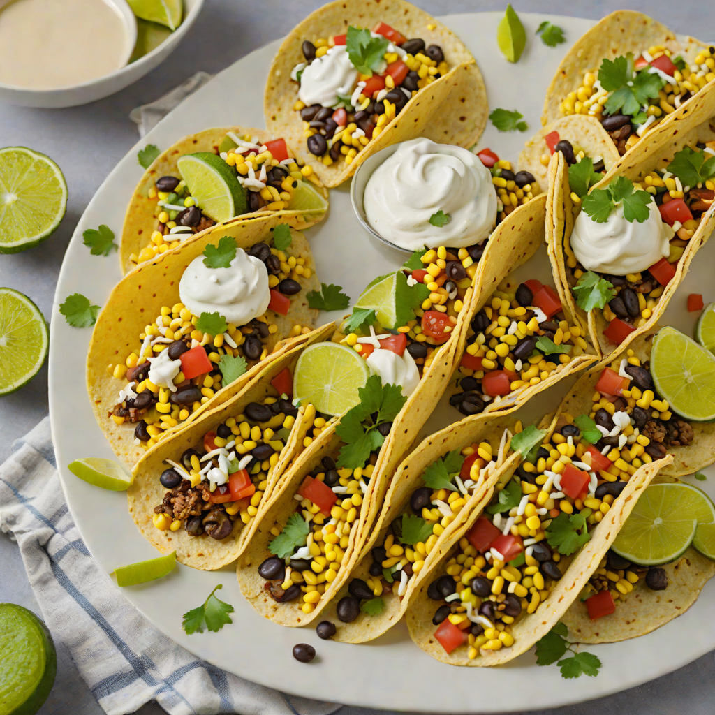 Black Bean and Corn Tacos with Tangy Lime Crema