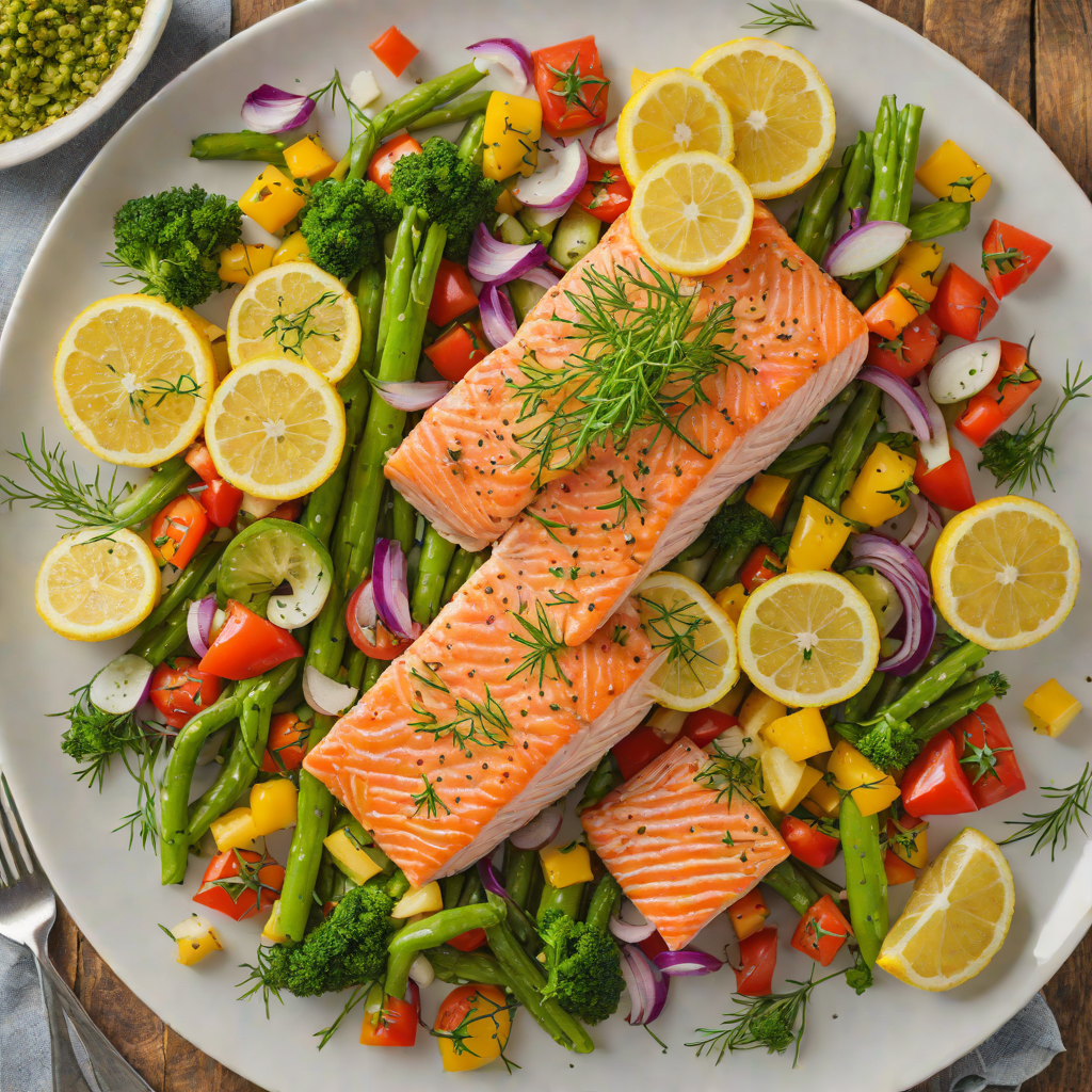 Sheet Pan Lemon-Dill Salmon with Summer Vegetable Medley