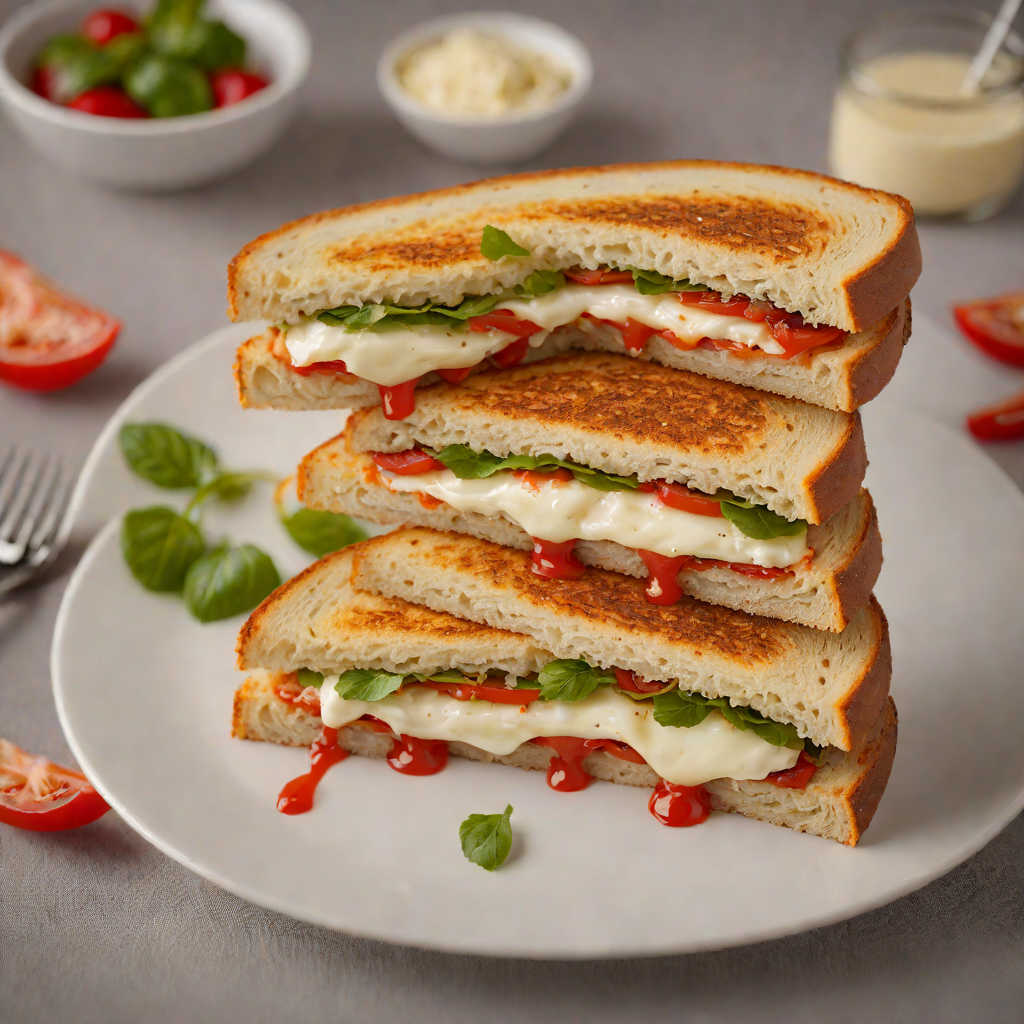 Toasted Sourdough Half Sandwich with Roasted Pepper and Mozzarella