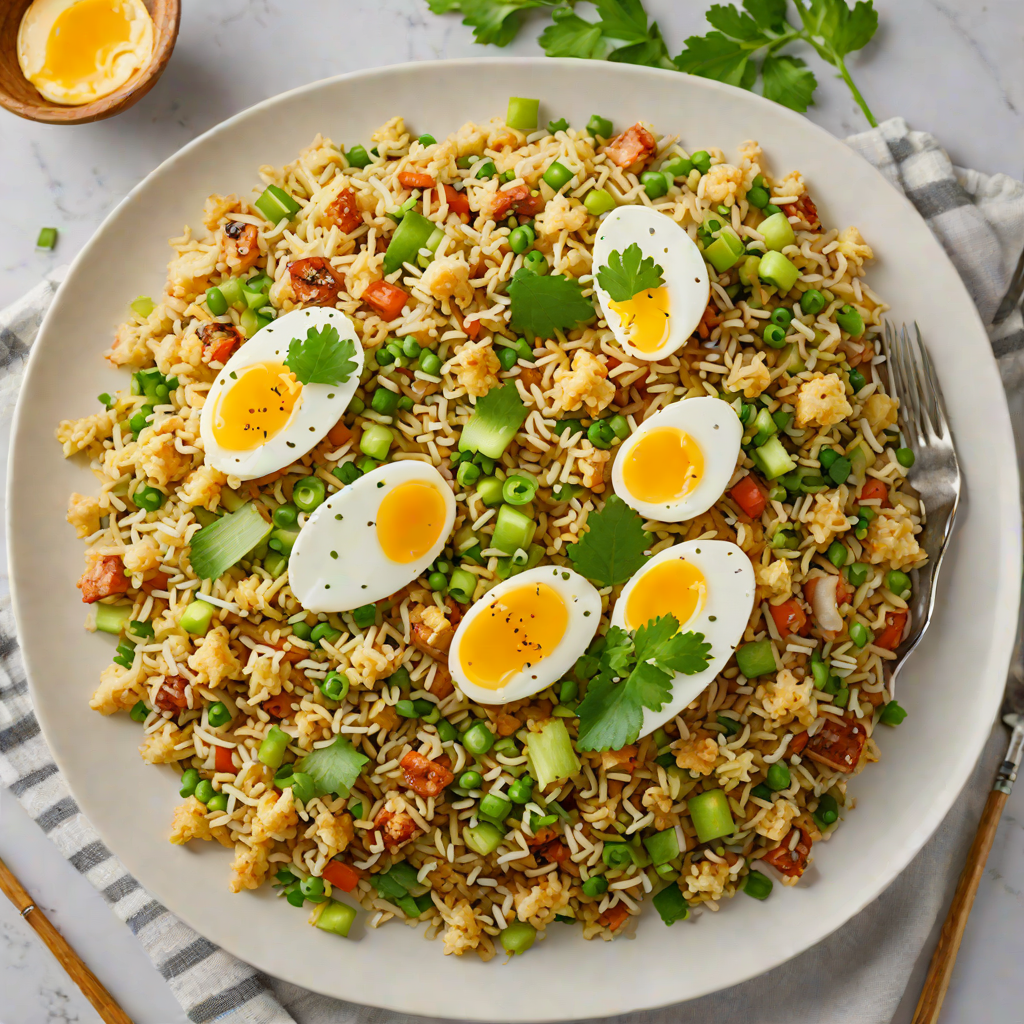 Keto Low-Carb Cauliflower Fried Rice with Egg and Scallions