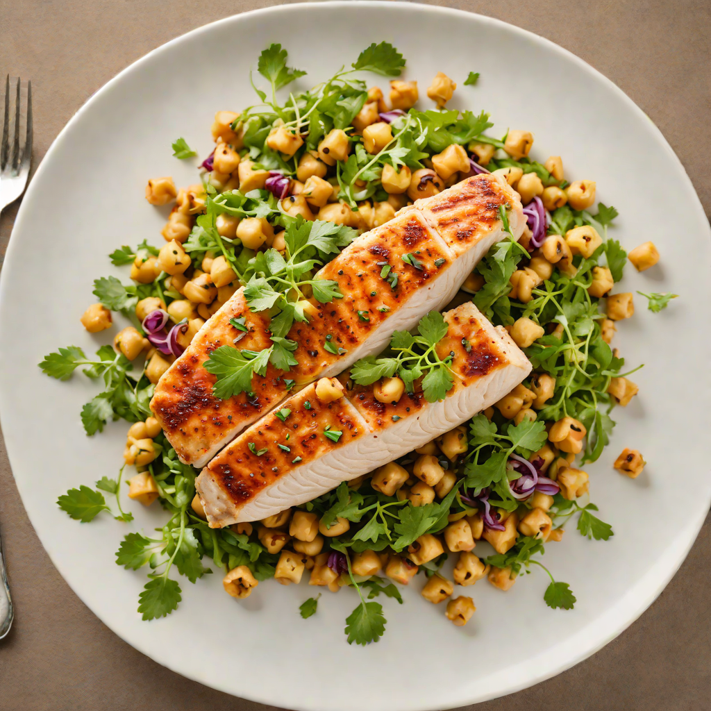 Pan-Seared Chicken Breast with Spiced Chickpea and Herb Salad