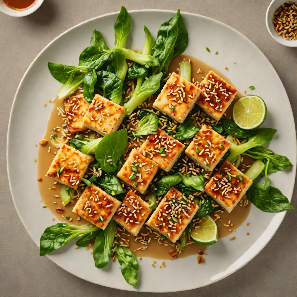 Sautéed Garlic Ginger Tofu with Sesame Bok Choy