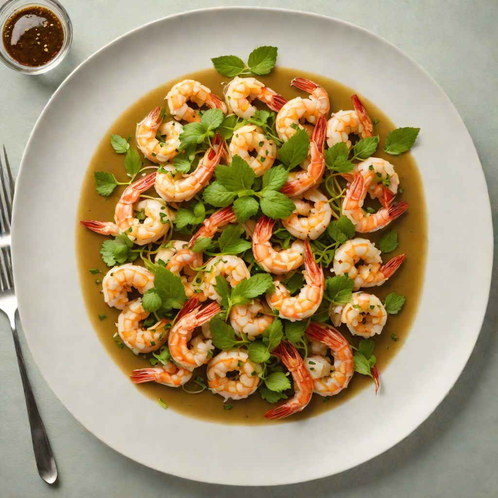 Stir-Fried Shrimp with Digital Mint and Ginger Sauce