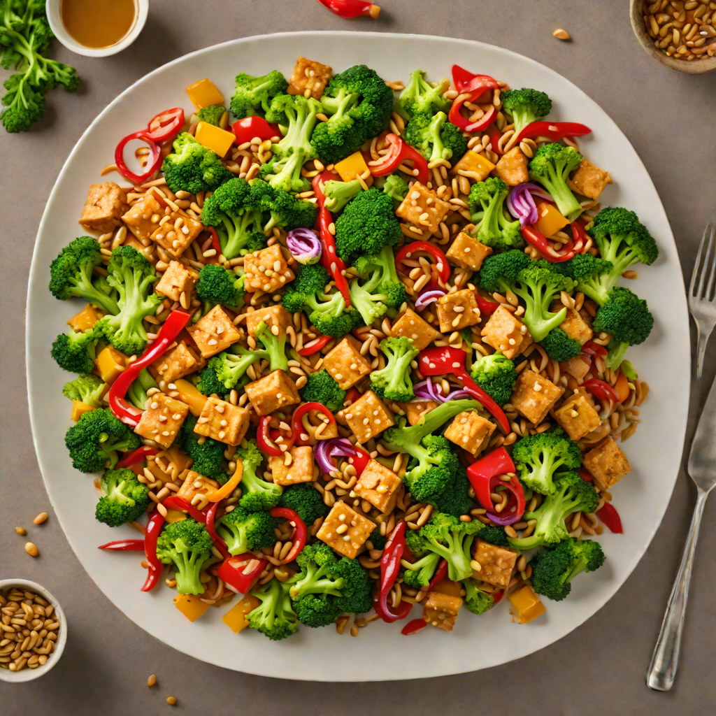 Spiced Peanut Tofu Stir Fry with Broccoli and Bell Peppers
