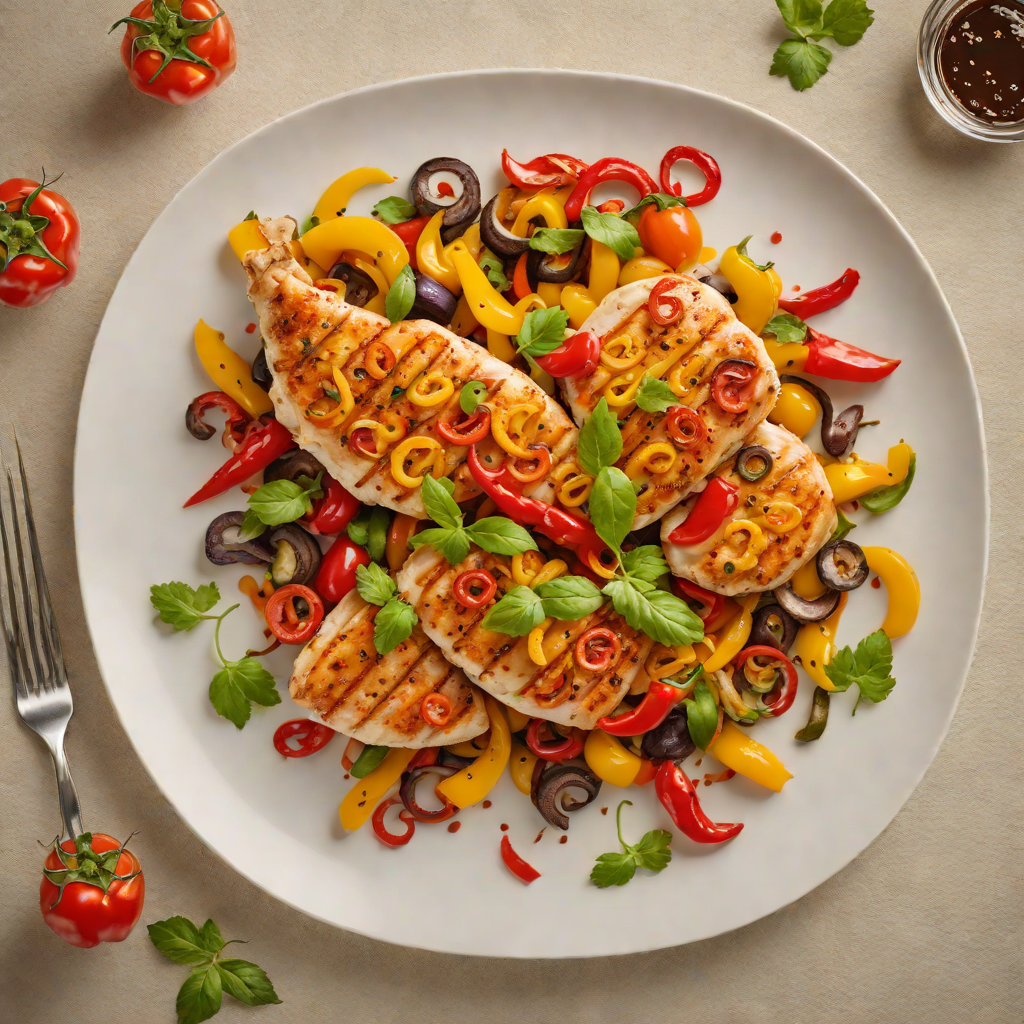 Pan-Seared Chicken with Roasted Spanish Alphabet-Inspired Pepper Medley