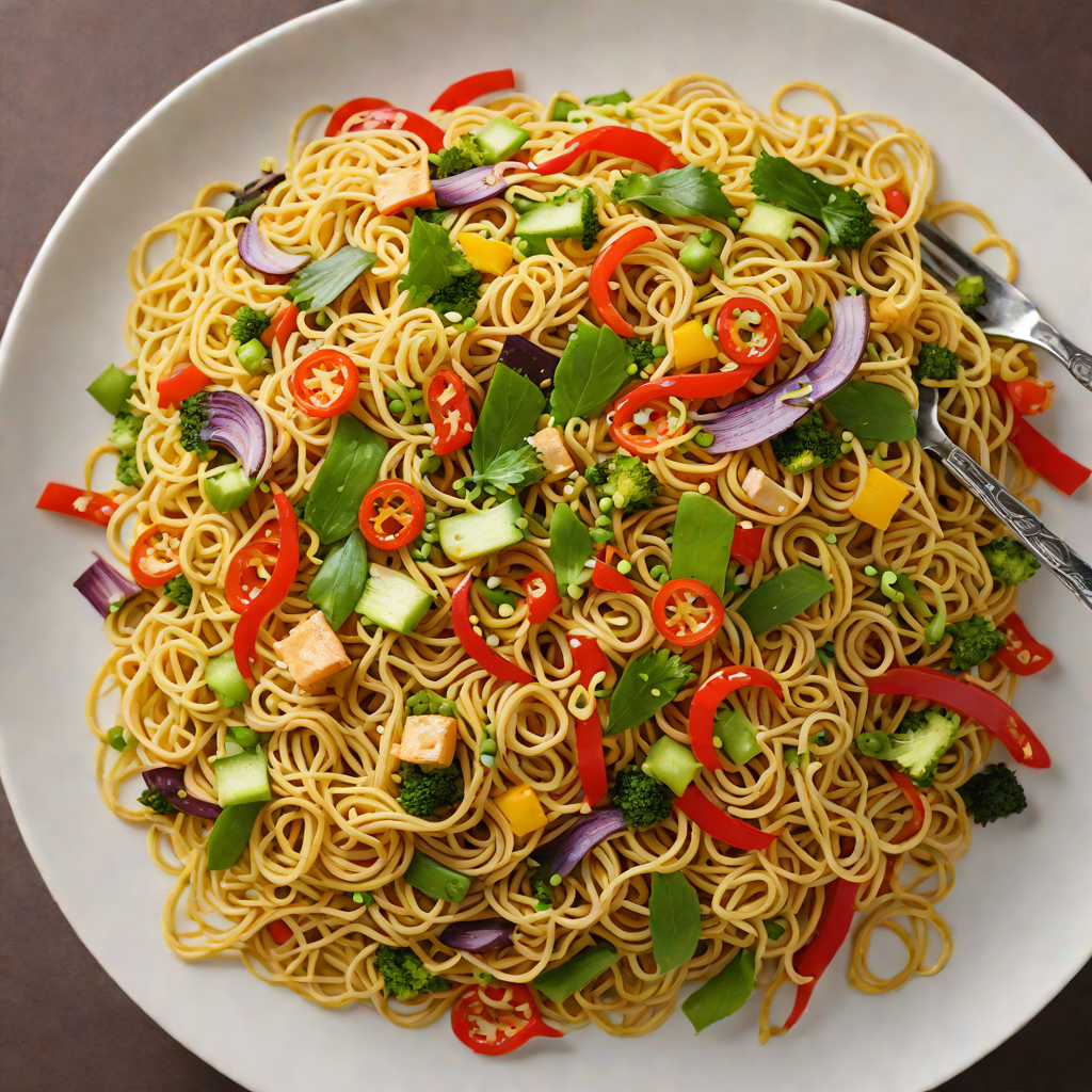 Stir-Fried Asian Noodles with Garlic, Chili, and Alphabet Vegetables