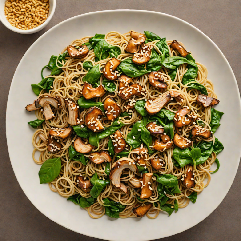 Sautéed Shiitake and Spinach Miso Noodles
